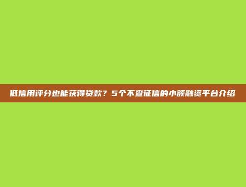 低信用评分也能获得贷款？5个不查征信的小额融资平台介绍