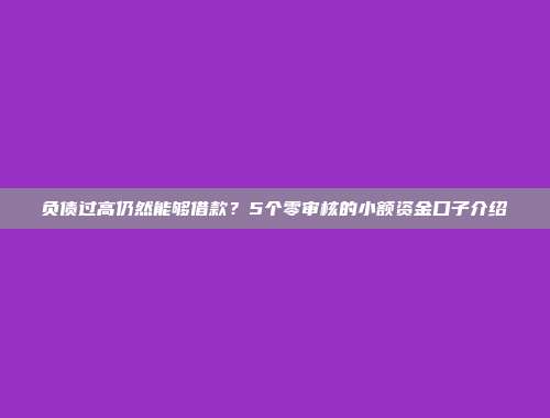 负债过高仍然能够借款？5个零审核的小额资金口子介绍