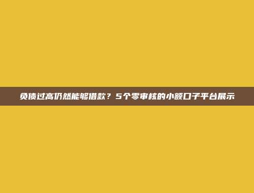 负债过高仍然能够借款？5个零审核的小额口子平台展示