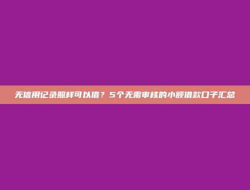 无信用记录照样可以借？5个无需审核的小额借款口子汇总